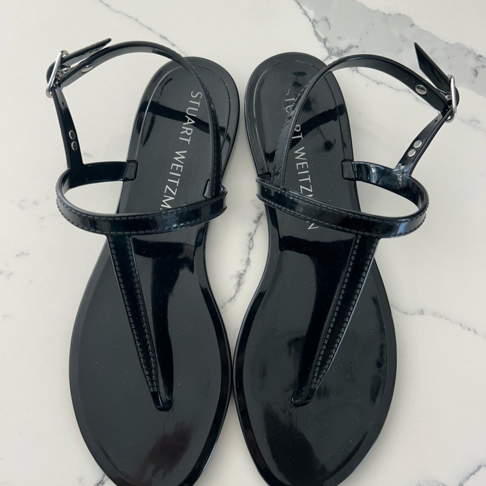 Stuart Weitzman Glossy Black “jelly” Sandals